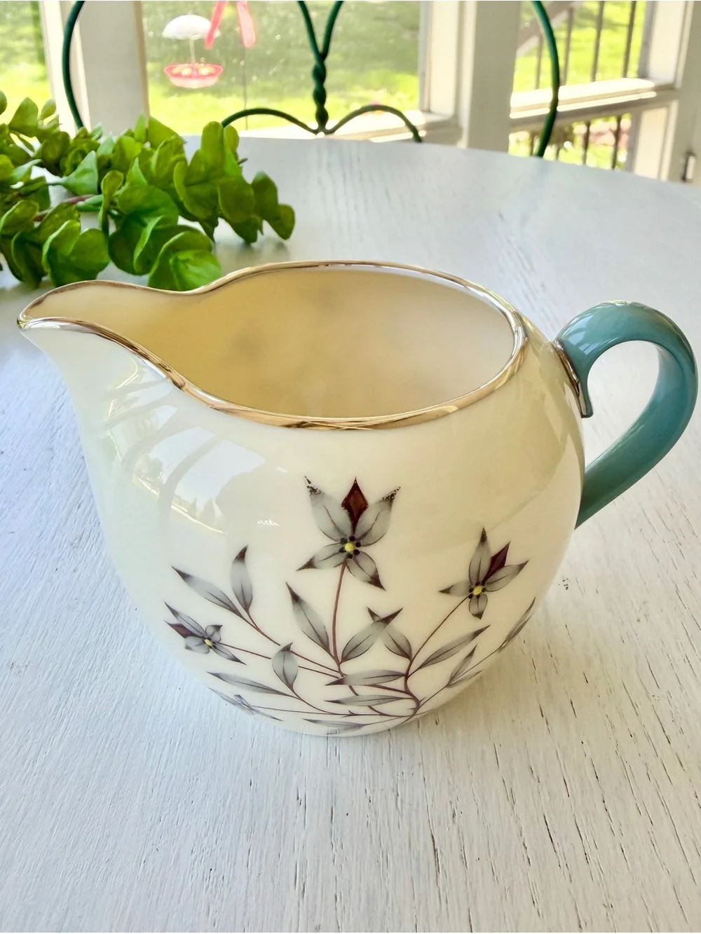 VINTAGE, LENOX, “KINGSLEY”, FINE BONE CHINA, SUGAR BOWL WITH LID & CREAMER.